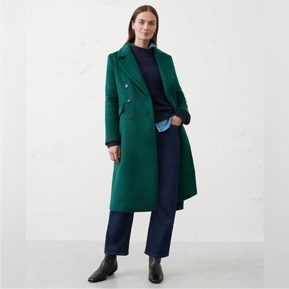 Banana Republic Timeless Green Wool Double Breasted Topcoat NWT MP